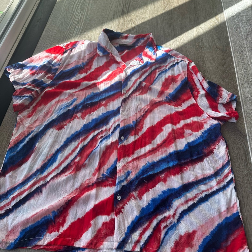 No Boundaries Red and Blue Striped Shirt